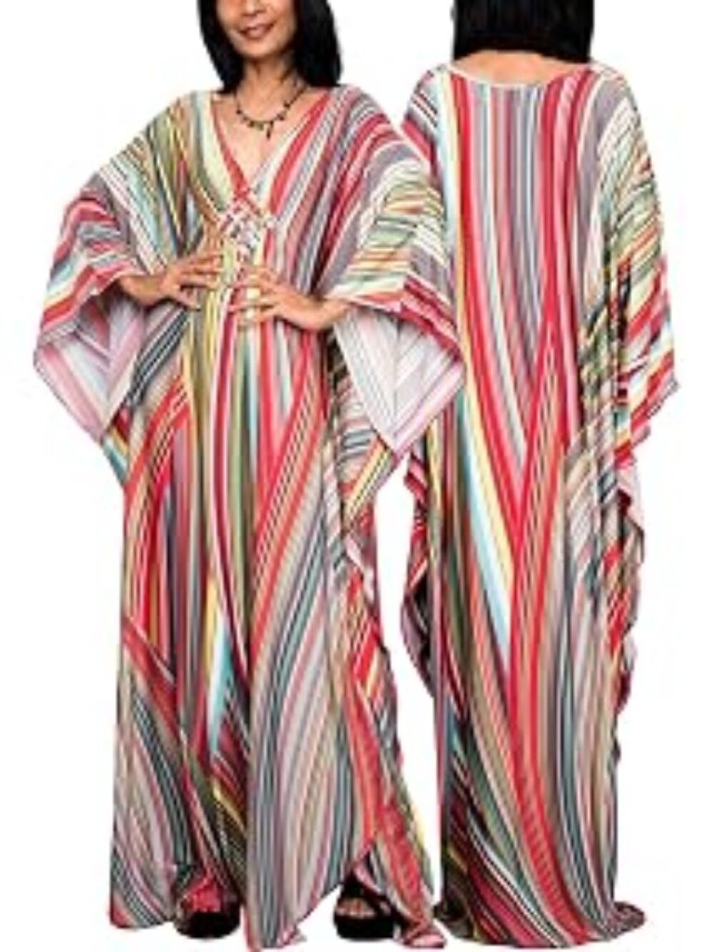 SEAUR Turkish Maxi Caftan Dress Swimsuit Cover Up Loose Fit - one size